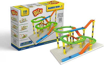 blix Marble Run-1 Plastic Marble Tracks for Kids | STEM Toy | 118 Pieces(Multicolor)