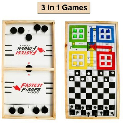 VEDIVA 3 in 1 Fastest Finger First Game Party & Fun Games Chess and Ludo Board Game Board Game Accessories