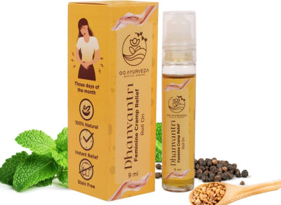 Go Ayurveda Dhanvantri Menstrual Feminine Cramp Relief Oil, Roll On For Women | Period Pain Reliever Liquid(9 ml)