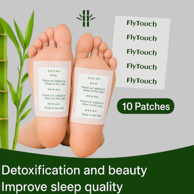 FlyTouch Feel Light & Relaxed Overnight with Powerful Natural Foot Detox Pads Plaster & Patch(10 x 1 Patches)