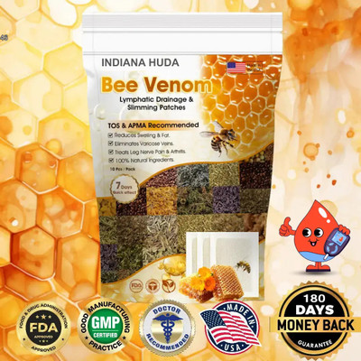 INDIANA HUDA Bee Venom Foot Patch Detox Blend, 10 Patches in Sachet(100 g)