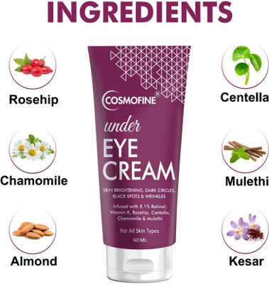 cosmofine Under Eye Cream, Dark Circle Remover, Reduces Dark Circles & Signs of Ageing(60 ml)
