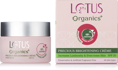 Lotus Organics+ Precious Brightening Creme SPF 20| Prevents Sun Damage |With Oragnic White Peony(30 g)