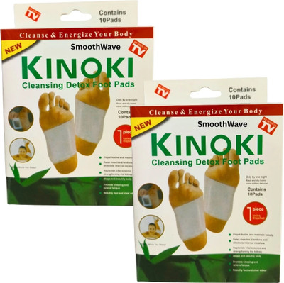 SmoothWave Cosmetics KINOKI Premium Quality Cleansing Detox White Foot Patch Pack of 2 (20 PADS)(200 g)