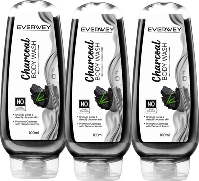 Everwey Daily Refreshing Charcoal Body Wash Pack Of 3(3 x 100 ml)