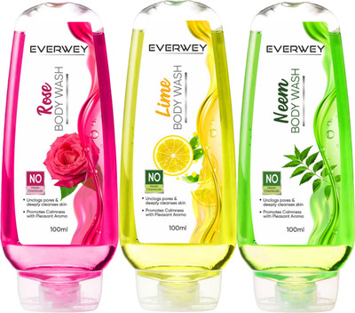 Everwey Daily Refreshing Rose, Neem & Lime Body Wash For Men & Women(3 x 100 ml)