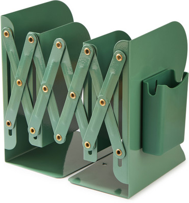 GENZ 3 Compartments Metal Semi-Open Book Shelf(Green)