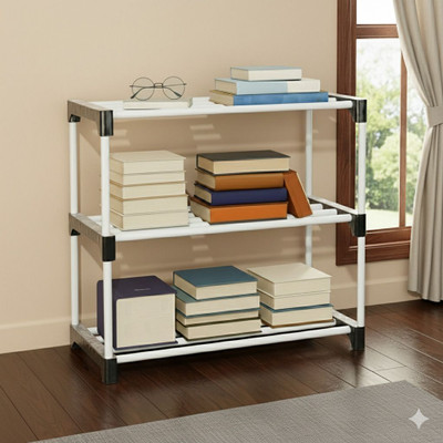 SANAMSTORE Multipurposar Storage Rack 4 Row Metal Open Book Shelf(Finish Color - black, DIY(Do-It-Yourself))