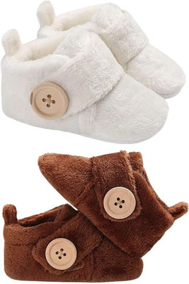 Star Fish Baby Boys & Girls (Pack Of - 02) 3 TO 12 Months Skin Friendly & Soft Comfortable Booties(Toe to Heel Length - 12 cm, Brown)