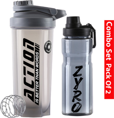 ZYRO 750 ml Plastic Shaker(Pack of 2, Grey)