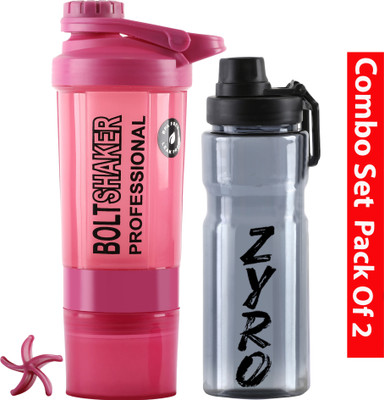 ZYRO 600 ml Plastic Shaker(Pack of 2, Pink)