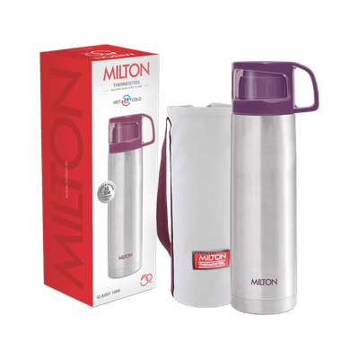 MILTON Glassy 1000 ml Stainless Steel Flask(Pack of 1, Purple)
