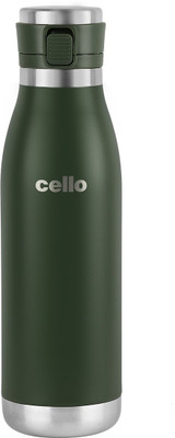cello 600 ml Steel Flask(Pack of 1, Green, Silver)