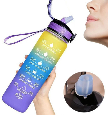 Zubix 1000 ml Plastic Sipper(Pack of 1, Light Blue, Pink)