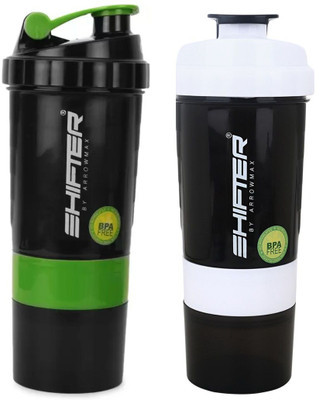 SHIFTER 450 ml Plastic Shaker(Pack of 2, Black)