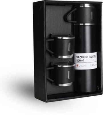 TraDify All 500 ml Steel Flask(Pack of 3, Black)