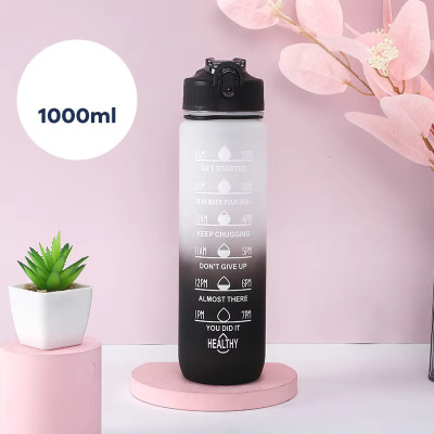 DFit 1000 ml Plastic Bottle(Pack of 1, Black, White)
