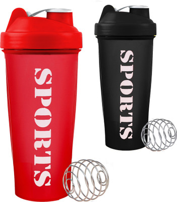TRUE INDIAN 600 ml Plastic Shaker(Pack of 2, Red, Black)