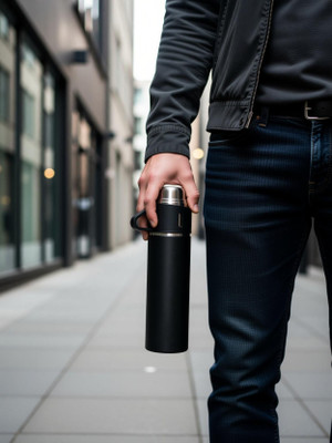 HDR Pack of 1 Vacuum Insulated Flask set 3Cup set for Hot & Cold Drink (Giftset Black) 500 ml Flask Steel