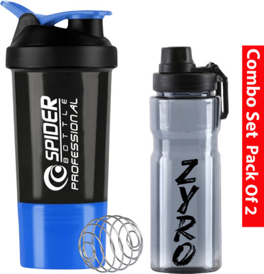 ZYRO 500 ml Plastic Shaker(Pack of 2, Blue)