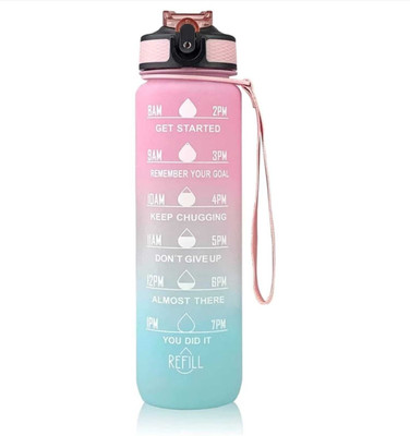 DOFTHD 1000 ml Plastic Bottle(Pack of 1, Light Blue, Pink)