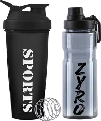ZYRO 650 ml Plastic Shaker(Pack of 2, Black)