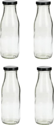 1st Time Glass Water And Milk Bottle With Transparent Inner View 500 ml Bottle(Pack of 4, Clear, Glass)