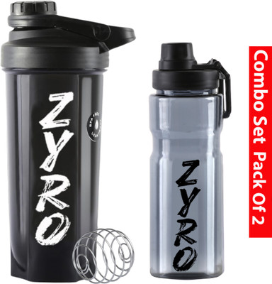 ZYRO 750 ml Plastic Shaker(Pack of 2, Black)