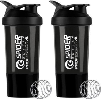 ZYRO 500 ml Plastic Shaker(Pack of 2, Black)