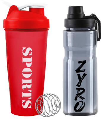 ZYRO 650 ml Plastic Shaker(Pack of 2, Red)