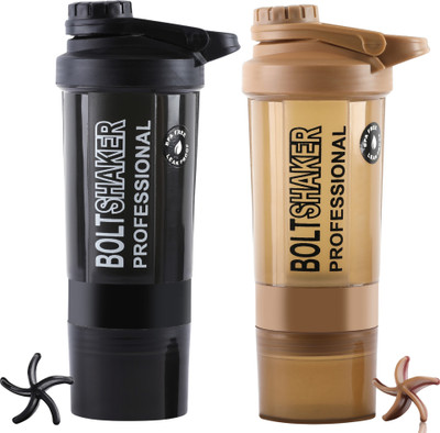 ZYRO 600 ml Plastic Shaker(Pack of 2, Brown)