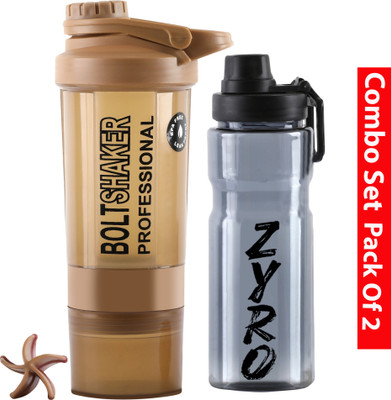 ZYRO 600 ml Plastic Shaker(Pack of 2, Brown)