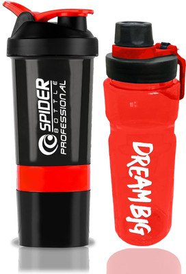 TRUE INDIAN 500 ml Plastic Shaker(Pack of 2, Red, Black)