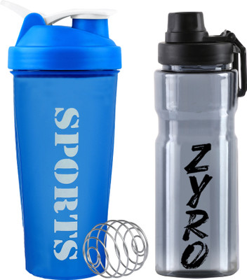 ZYRO 650 ml Plastic Shaker(Pack of 2, Blue, Black)