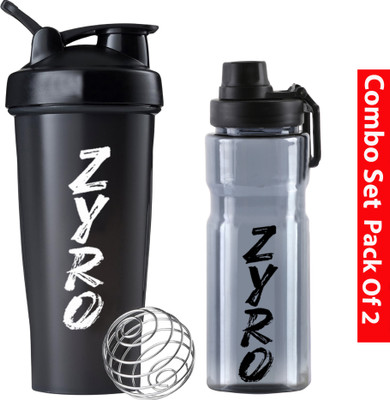ZYRO 650 ml Plastic Shaker(Pack of 2, Black)