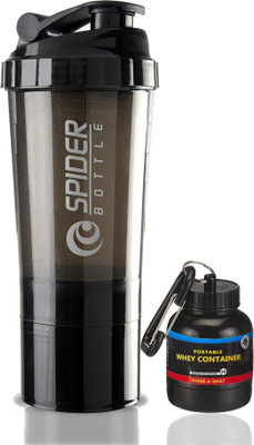 COOL INDIANS Sports designer Protein Shaker Bottle With Wheyloader/Funnel|for Gym Workout. 500 ml Shaker(Pack of 2, Black, Plastic)