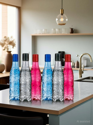 SERENITY Pack of 6 AMAZING DESIGN OF NEW ANTIQUE WATER BOTTLE IN MULTICOLOR PLASTIC BOTTLE 1000 ml Bottle Plastic