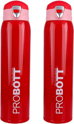 PROBOTT Thermosteel Vacuum Flask Hot & Cold Sports Bottle Each 500ml -Red (Pack of 2) 500 ml Flask(Pack of 2, Red, Steel)
