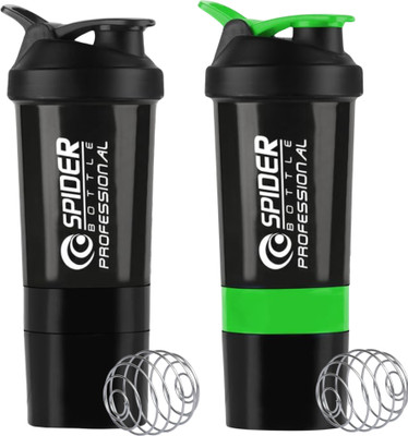 ZYRO 500 ml Plastic Shaker(Pack of 2, Green)
