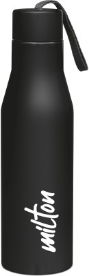 MILTON Super 750 Stainless Steel Water Bottle, Black 650 ml Bottle(Pack of 1, Black, Steel)