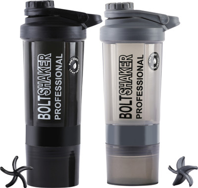 ZYRO 600 ml Plastic Shaker(Pack of 2, Grey)