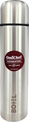 Omichef Thermo Tough Double Wall Thermos, Water Bottle, Hot or Cod for 24 Hours 500 ml Flask(Pack of 1, Silver, Steel)