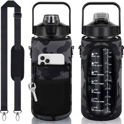 Obvie Bottle with Sleeve BPA Bottle with Straw & Motivational Time Marker 2000 ml Sipper