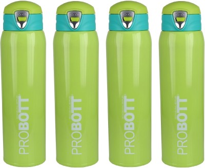 PROBOTT Thermosteel Vacuum Flask Hot & Cold Sports Bottle Each 500ml -Green (Pack of 4) 2000 ml Flask(Pack of 4, Green, Steel)