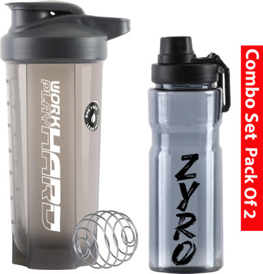 ZYRO 700 ml Plastic Shaker(Pack of 2, Grey)