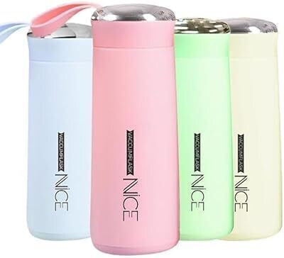 xwipe Nice Water Bottle Glass Inner Liner With Plastic Shell Bottles 400 ml Bottle(Pack of 2, Multicolor, Plastic)