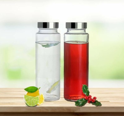 Coozico Water Bottle Set, Ideal for Home, Office, Sports, 750 ml Bottle(Pack of 2, Clear, Glass)
