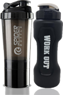 TRUE INDIAN 500 ml Plastic Shaker(Pack of 2, Black)