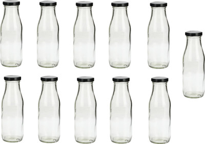 Somil Glass Water And Milk Bottle With Transparent Inner View, 500Ml, Pack Of 11 500 ml Bottle(Pack of 11, Clear, Glass)