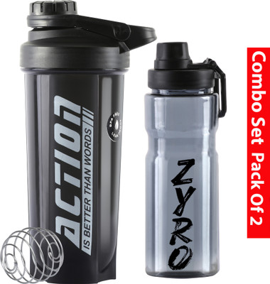 ZYRO 750 ml Plastic Shaker(Pack of 2, Black)